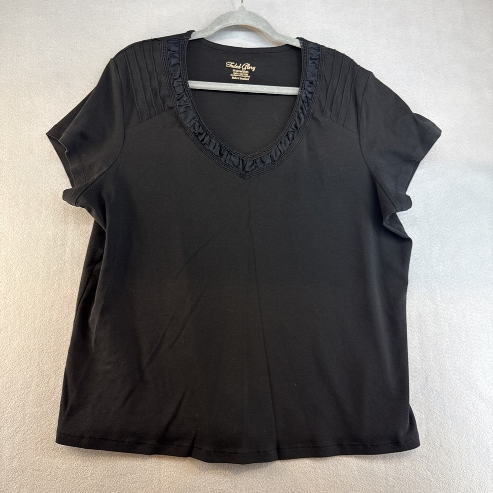Faded Glory Shirt 3X (22W/24W) Shortsleeve,  Detail Neckline, Casual